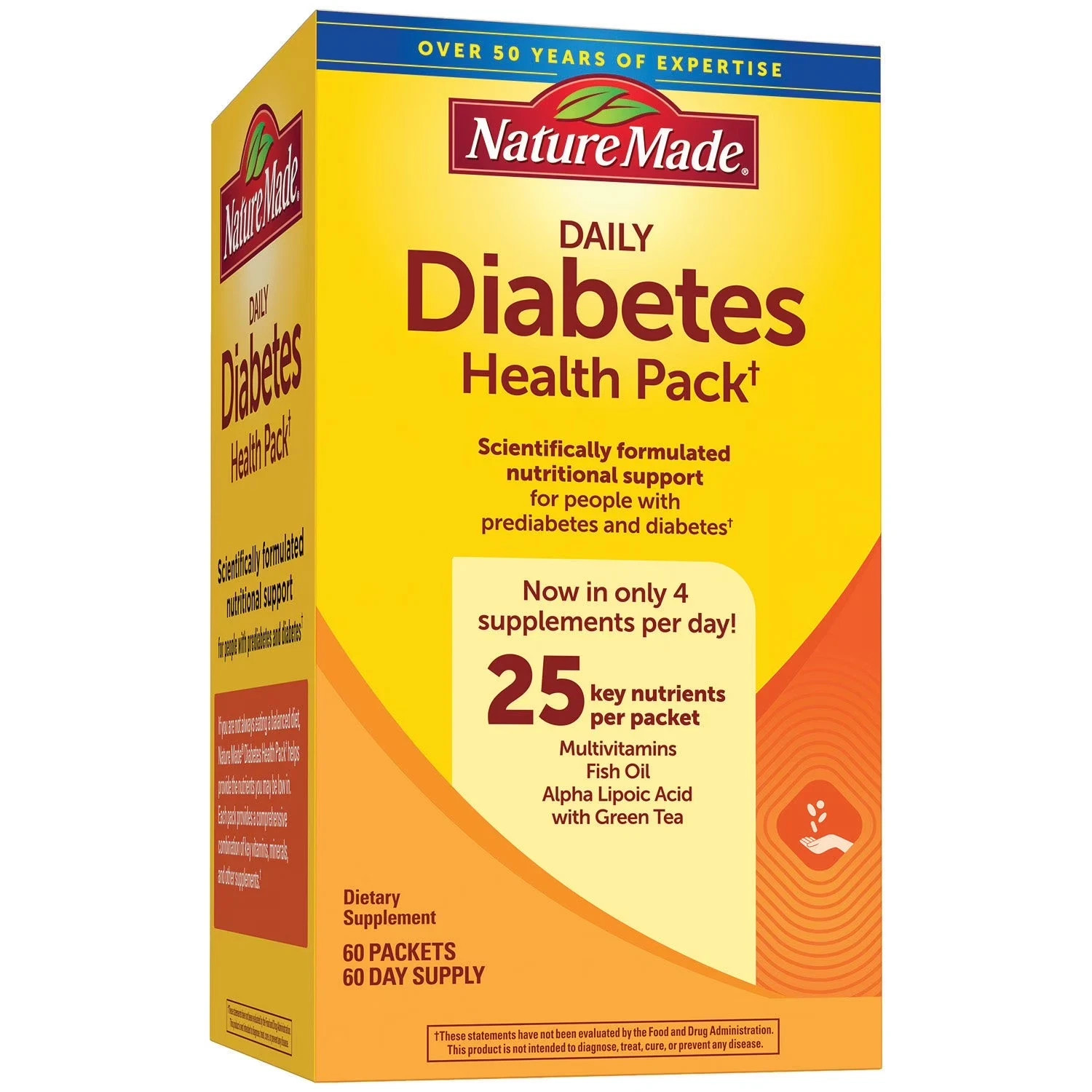 New Sealed Nature Made Daily DIABETIC Health Pack 60 Packets 60 Day Supply