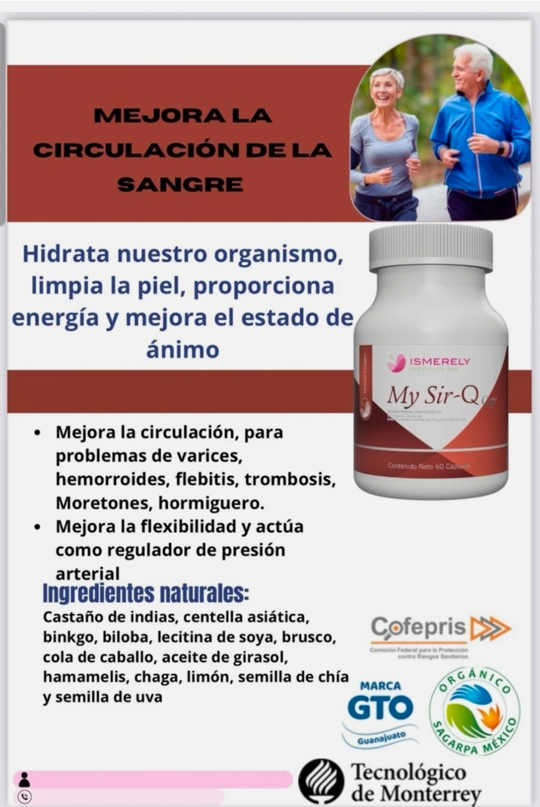 Ismerely MY SIR-Q mala Circulacion, dolor de piernas, hinchazon