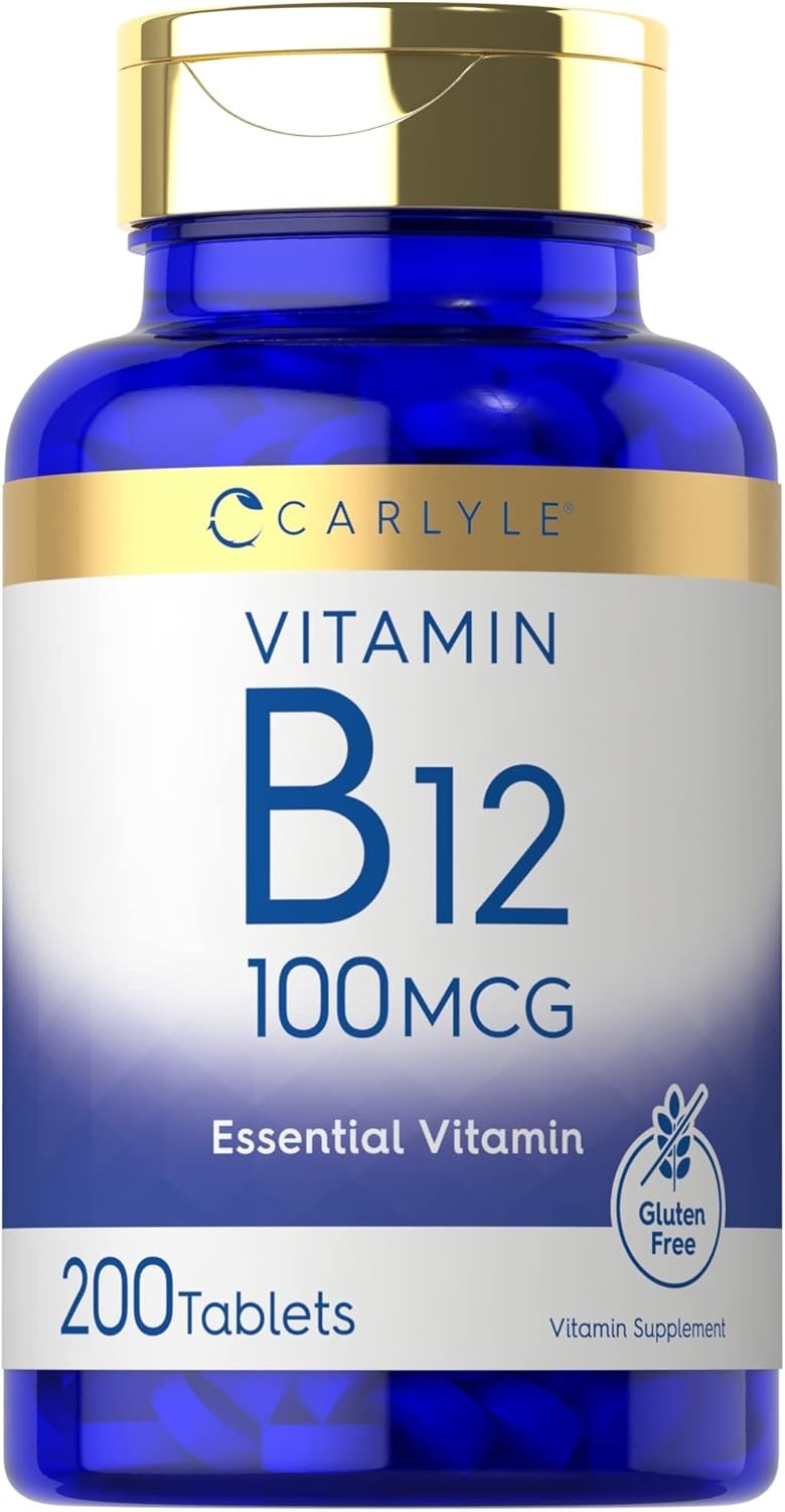 Carlyle Vitamin B12 100mcg 200 Tablets Essential Supplement Vegan Non-GMO Gluten